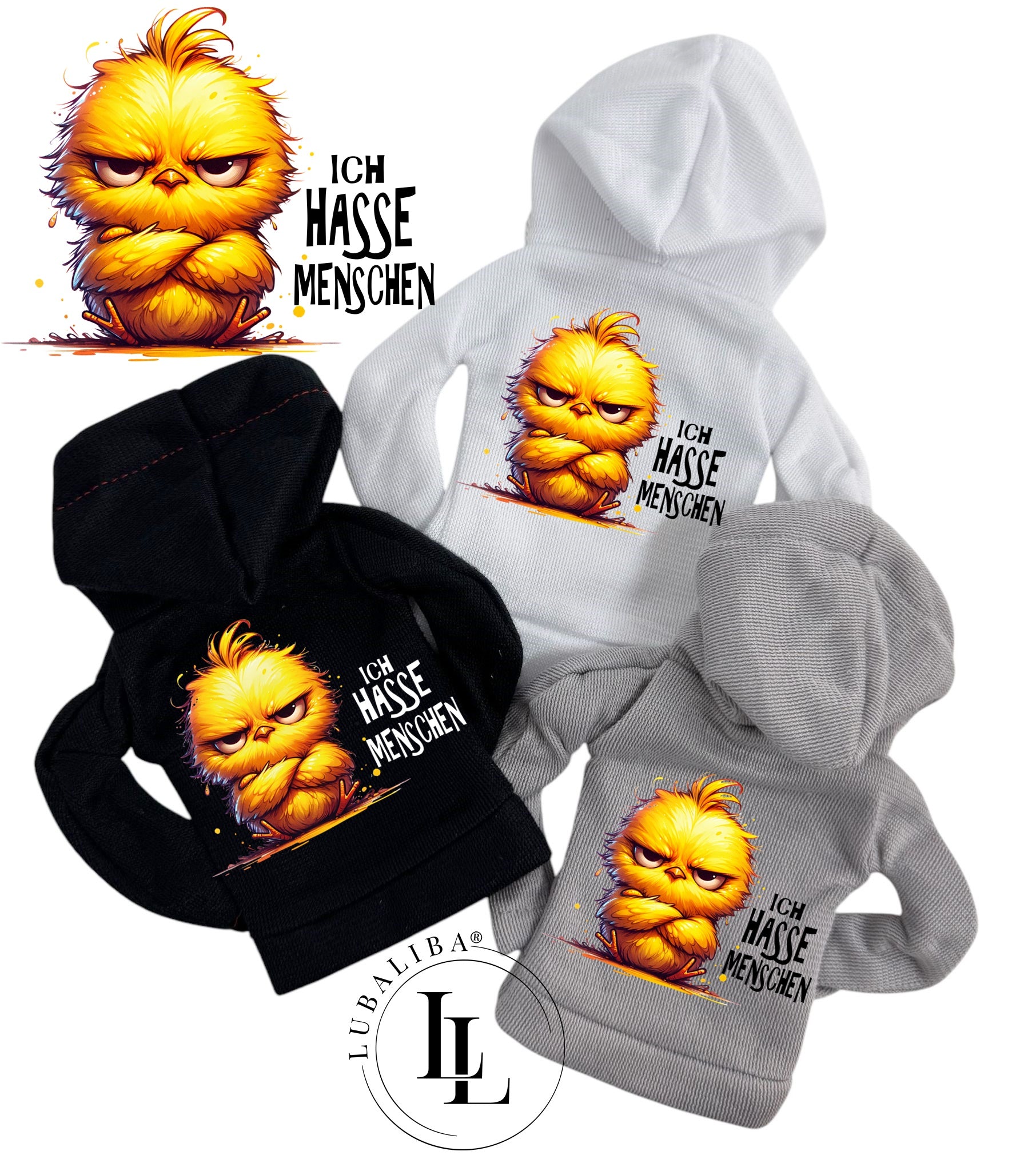 Mini Hoodie " Ich Hasse Menschen " Wingman das Kücken Motiv: TAI